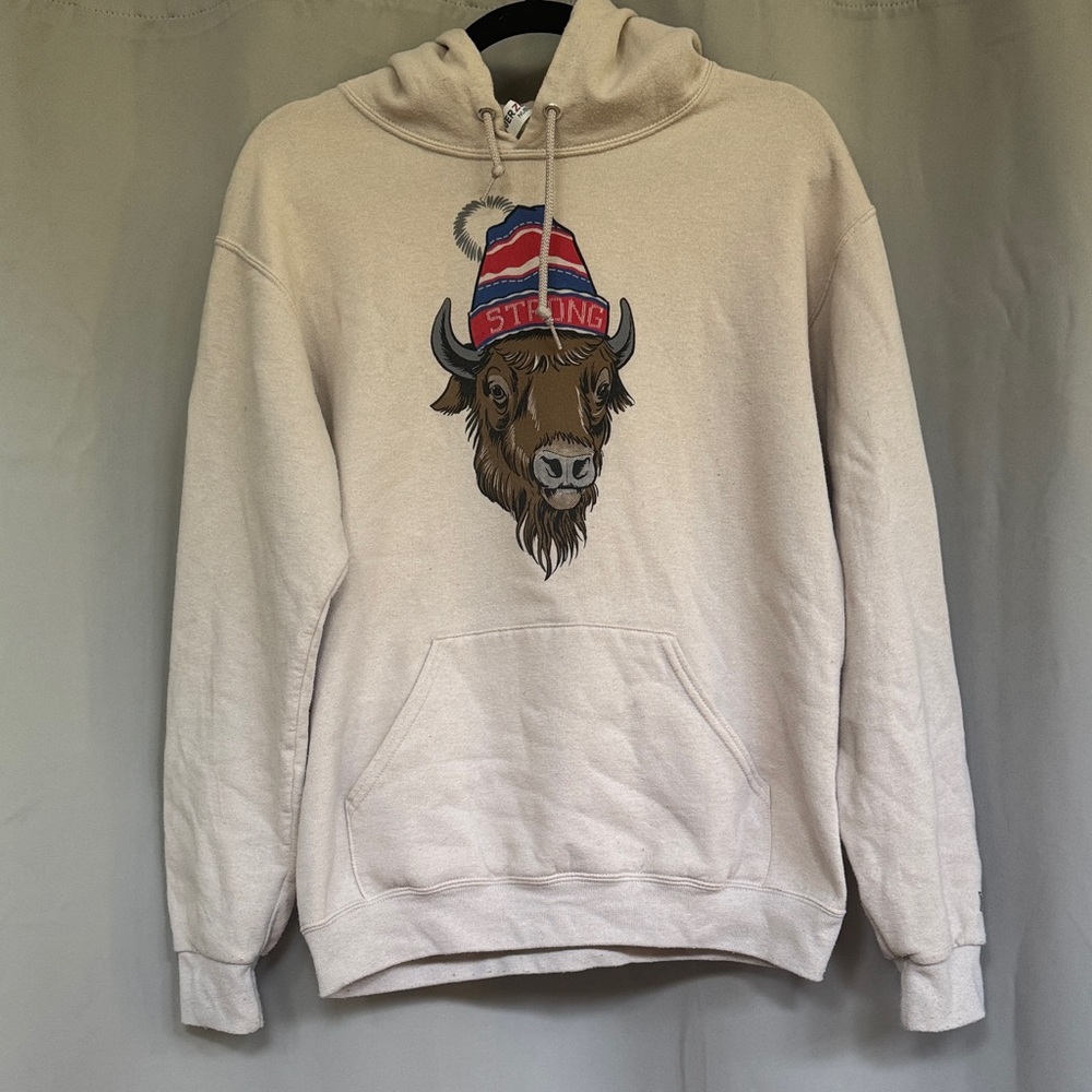 Buffalo Strong Graphic Beige Hoodie